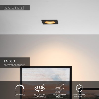 Lucide EMBED - Recessed spotlight - 1xGU10 - Black